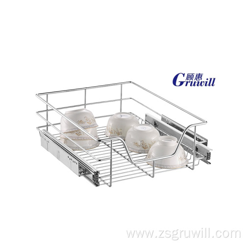 Kitchen metal multifunctional pull-out storage basket